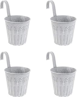 Cabilock 4Pcs Ferro Pendurado Vasos de Flores Vaso de Flor de Metal Plantador de Parede Rústico Chique Com Ganchos de Parede Varanda Cerca Do Jardim Decoração Do Pátio