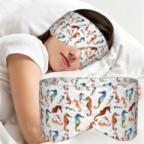 Ballet de caballitos de mar Animales blancos Náutico, Antifaz para dormir, ideal para el hogar, viajes y trabajo por turnos. Cubre completamente los ojos y bloquea la luz.