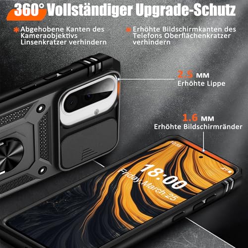 Giyer Panzerhülle für Samsung Galaxy A37 5G Hülle mit Schutzfolie, Handyhülle A37 5G Case mit Kameraschutz 360° Metall Ring Ständer… – Ansicht 3