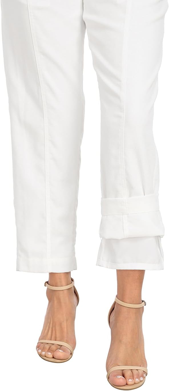 HDE Women's Linen Blend Pull On Pants Summer Drawstring Ankle Pant with Pockets - Image 5