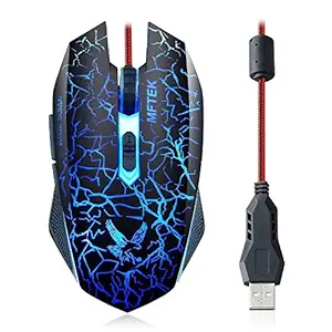 MFTEK Tag 9 2000 dpi LED Backlit USB Wired Gaming Mouse with Unbreakable ABS Body (Black)
