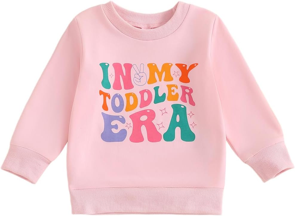 luethbiezx Toddler Baby Girls Sweatshirt in My Toddler Era Long Sleeve Pullover Crew Neck Retro Top Fall Clothes - Image 2