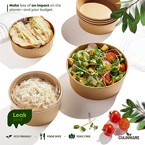 25 Pack Round Deli Containers Eco Friendly To-Go Microwavable - Freezer Disposable |Leak/Grease Kraft Food Bowls | Hot/Cold Restaurant Take-out Storage Containers With Clear Dome Lids (Kraft, 40oz) - Image 3