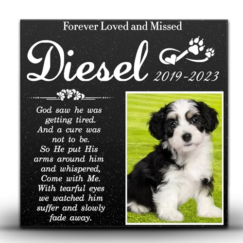 Image of ADFSTONE 8 inch Pet Memorial Stones Personalized Dog Remembrance Gifts, Customized Cat Picture Grieving Plaque, DIY Gravestone, Custom Sympathy Photo Gift, Animal Grave Markers, Little Tombstones