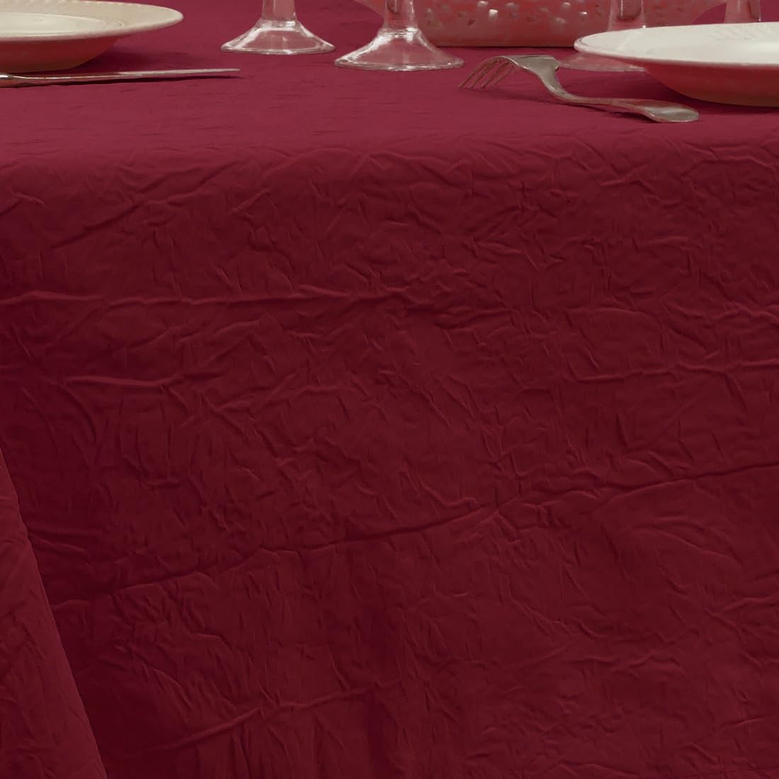Le linge de Jules Stain-Resistant Tablecloth Crumpled 150 x 240 cm Burgundy, 94.5 x 59.1 inch (Rectangular) - Image 3