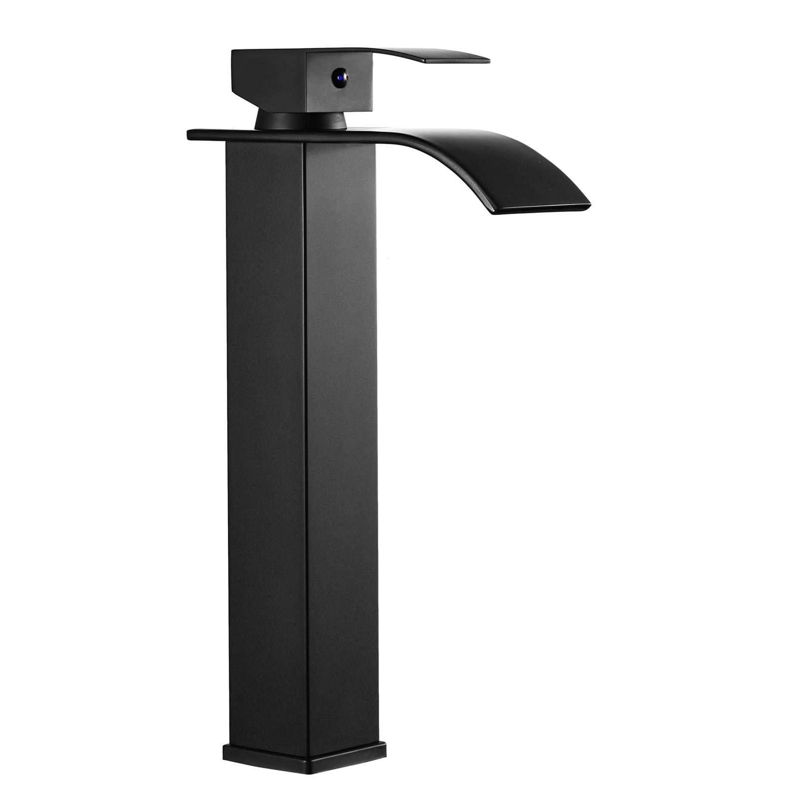Peppermint Basin Taps Mixer Tall Black Bathroom Sink Mixer Tap Waterfall Countertop High Square Cloakroom Faucet Monobloc Stainless Steel with G1/2’’ Hoses Mono 1 Hole