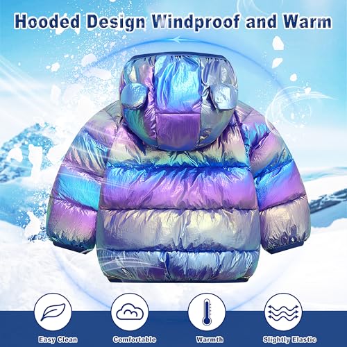 JinBei Jungen Winterjacke Kleinkind Steppjacke Blau Winddicht Kinderjacke mit Kapuze Ultraleicht Kinder Jacket Wintermantel Baby Winter Jacke mit Taschen, GR.86-92, 1-2 Jahre