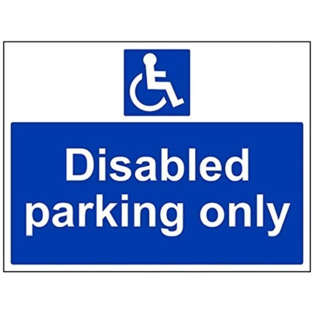 V Safety Disabled Parking Only Sign - 400mm x 300mm - 1mm Rigid Plastic