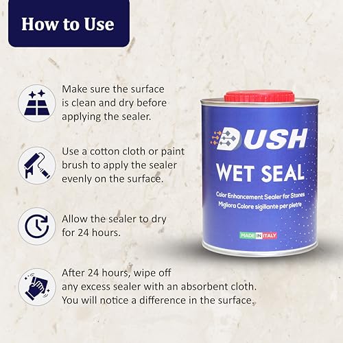 Image of DUSH Wet Look Stone Colour Enhancer Sealer for Marble, Granite & Natural Stone, Crystal, 1 Litre (1000 ml)