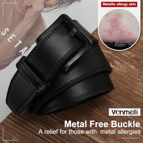 VONMELLI Nickel Free Leather Belt for Men, TSA Approved Non Metal Men’s Belt for Jeans with Hypoallergenic Buckle4