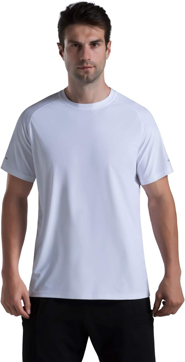 Men's Cooling Ice Silk Running Shirts Quick Dry Short Sleeve Athletic Gym T-Shirts UPF 50+ Outdoor Workout Tshirts
