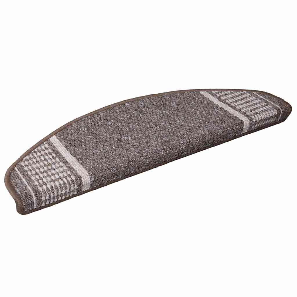 Antypoślizgowe maty schodowe 15 sztuk 65x21x4 cm brązowy polipropylen