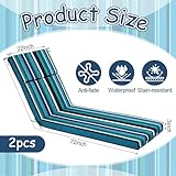 SmoothNovelty 2 Pcs Indoor Outdoor Chaise Lounge Cushions Sponge Bench Outdoor Furniture Chaise Cushions Patio Chair Furniture Replacement (Dark Blue Stripes)