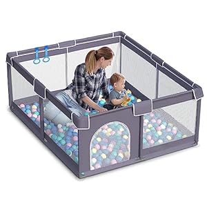 Baby Playpen for Toddler 50”x50” – Kids Playyard Activity Center – Sturdy, Easy to Assemble, Big Enough Area to Move Around – Babies Fences with Gate – Infant Play Yard Pen with Anti-Slip Base