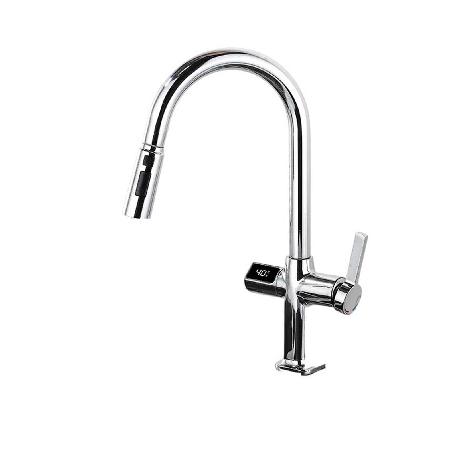 Robinet cascade de cuisine noir avec douchette extractible et affichage numérique