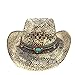 EBRICON Straw Cowboy Hat for Men Snakeskin Print Cowboy Cap Handmade Weave Hollow Women Cowgirl Hat Bohemian Leather Band