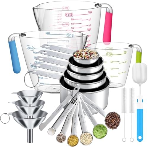 Measuring Cups and Spoons Set 21 Piece, 11 Stainless Steel Nestin...