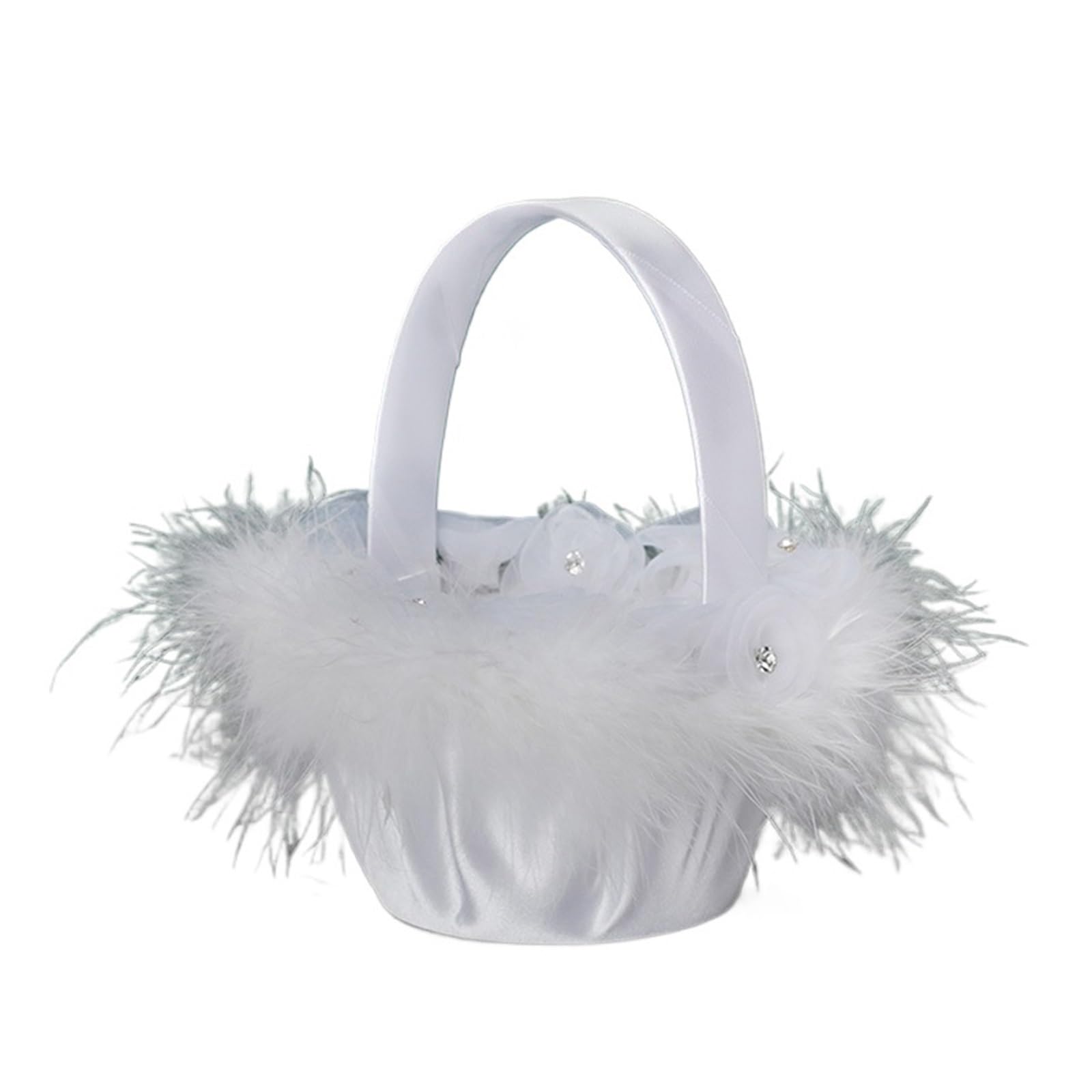 Wedding Petal Confetti Basket, Flower Basket Lace White Wedding Ceremony Decoration(White4)