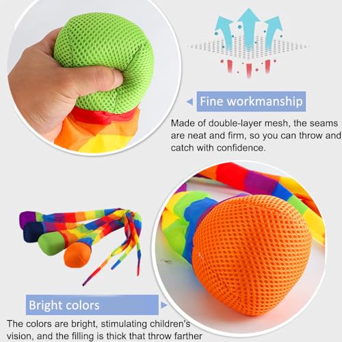 yeemeen Schweifball Kinder, 4Pcs Kometenball, Ball Regenbogen Schweif, Catch Tail Ball Sicher für den Außen- und Innenbereich, Geschicklichkeitsspiel für Kinder, Fangen und Werfen