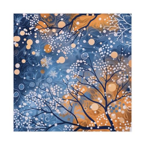 Toile abstraite nature hivernale 40x40cm pour salon moderne