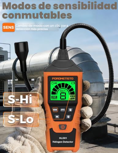 Miniatura 3 de Porometisto Hld01 Detector De Hvac Refrigerado Comprobador De Gas Halógeno Y Aire Acondicionado, Usb-C Y Autocalibración Ideal En Coche, Cámara Frigorífica Y Climatización Central