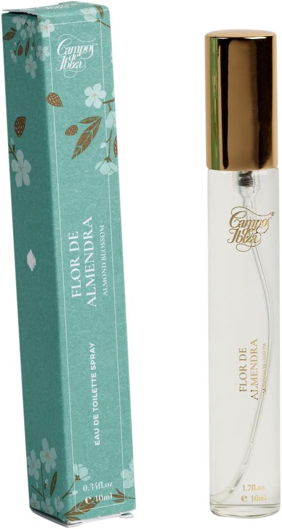 POCKET PARFUM voor dames CAMPOS DE IBIZA -Cologne met vanille essentie gemaakt met amandelvruchten en bloemen -Een zoete, onweerstaanbare Eau De Toilette. Reisflesje met geschenkverpakking 10 Ml Spray