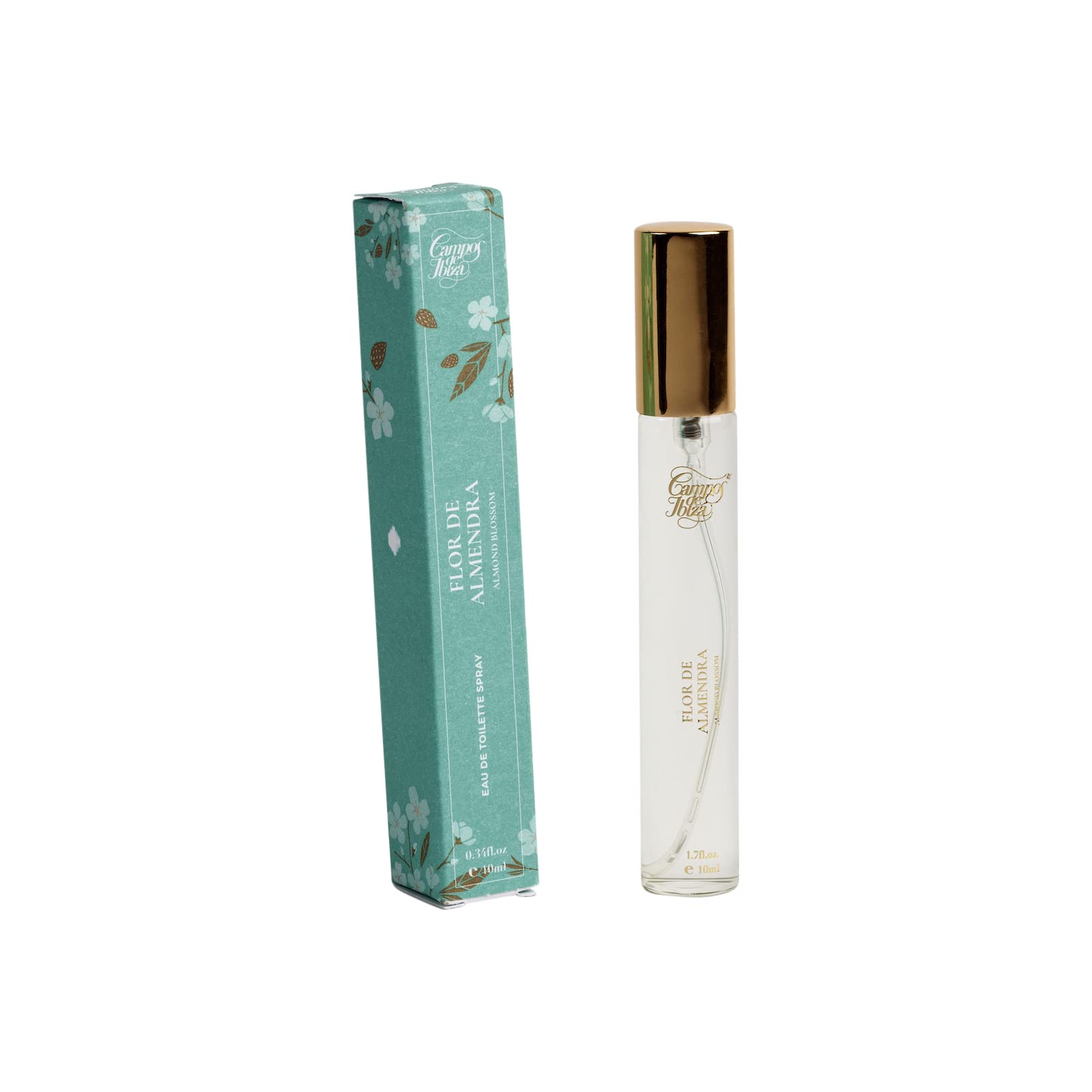 eau de Toilette para Mujeres Campos de Ibiza a la Flora de Almendra - elaborada en Ibiza a partir de almendras, Suavizado con vainilla - Aroma a frutas y flores de la isla. Botella de regalo 10 ml