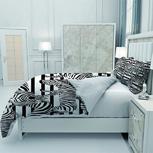 Dekbedovertrek 180x200cm Zebra Beddengoed met 2 x kussenslopen 80x80cm, microvezel dekbedovertrek met rits - Afbeelding 6