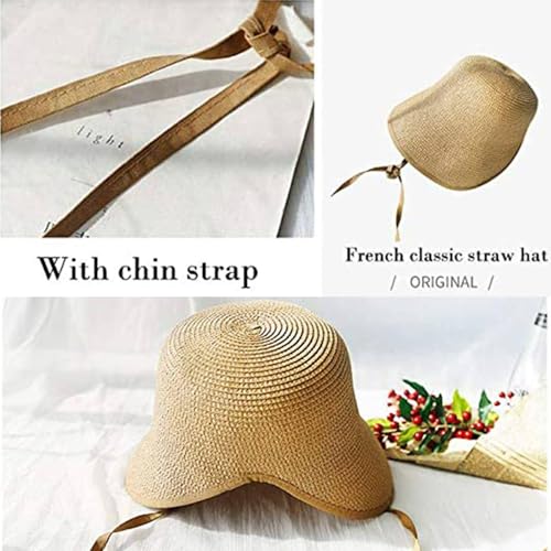 Sombrero de paja estilo francés para mujer miniatura 4