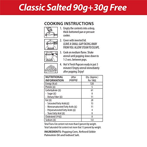 Image of ACT II InstantClassic Salted Popcorn, 90g + 22.5g = 112.5g / 96+24=120G (Weight May Vary)