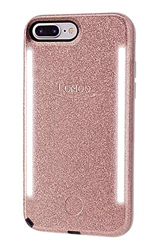 Lumee Duo Phone Case, Rose Glitter | Front & Back Led Lighting, Variable Dimmer | Shock Absorption, Bumper Case, Selfie Phone Case | Iphone 8+ / Iphone 7+ / Iphone 6S+ / Iphone 6+ #TOP1