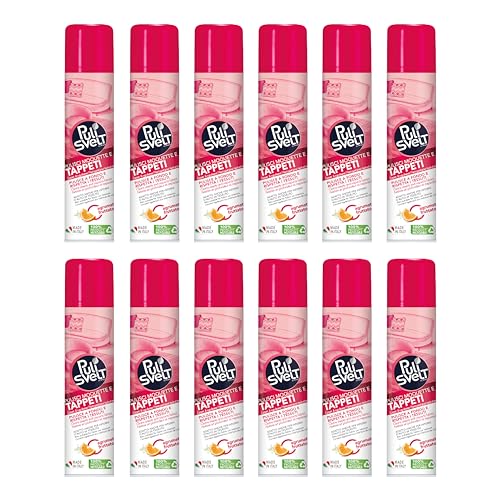 PULISVELT | Detergente per Pulizia Tappeti, Moquettes, Tessuti e Interni d'Auto, Pulitore a Secco, Fragranza Agrumato Fruttato, 300 ml, Confezione da 12 Pezzi