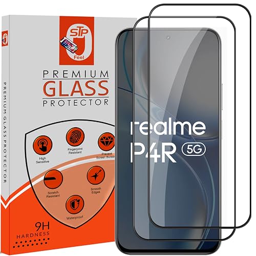 Image of STP FEEL Premium HD+ Tempered Glass Screen Protector Guard Compatible For Realme P4R 5G (6.81 Inch, Pack of 2) | Edge to Edge Coverage With Easy to installation kit for Smartphone