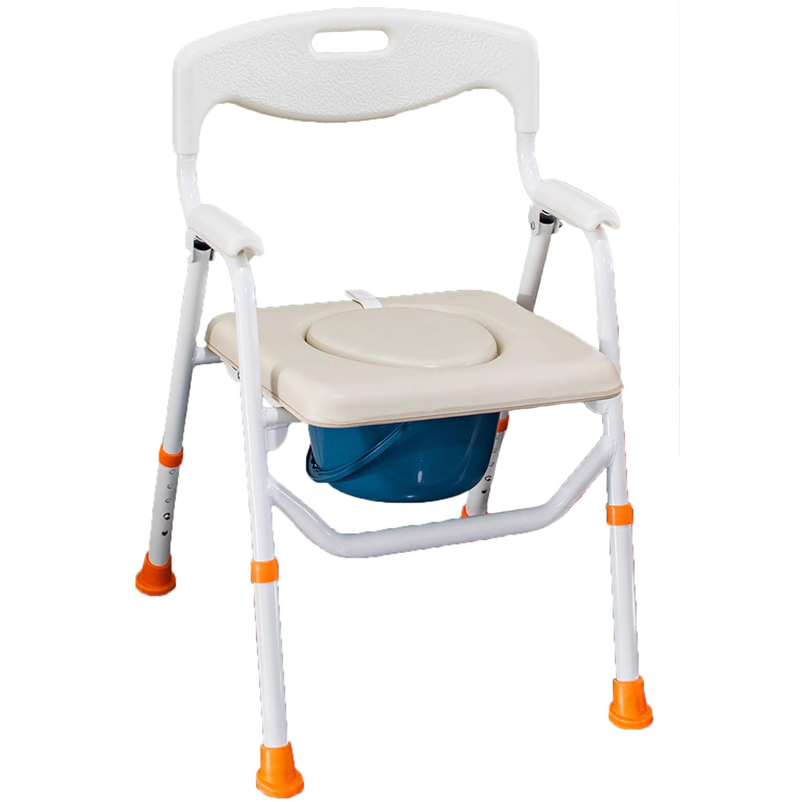 Folding Bedside Commode, Commode Chair for Toilet with Arms, Padded Seat, Height Adjustable Bedside Toilet, Shower Chair, Adult Potty Chair for Seniors Elderly Disabled Bariatric