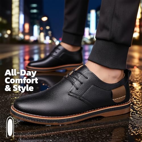 Men Casual Driving Loafers Lace-up Classic Oxford Leather Shoes for Male Business Work Office Dress Outdoor Sneakers3