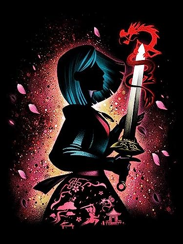 HUANNY DIY Diamond Painting Mulan Diamond Art Kits, 5D Full Drill Cross Stitch Embroidery kit, Funny