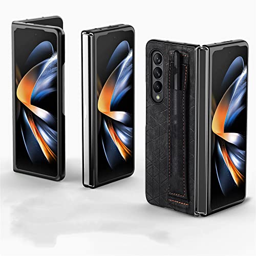 Coque en cuir Galaxy Z Fold 4 anti-chute avec bracelet bleu intégré - 2