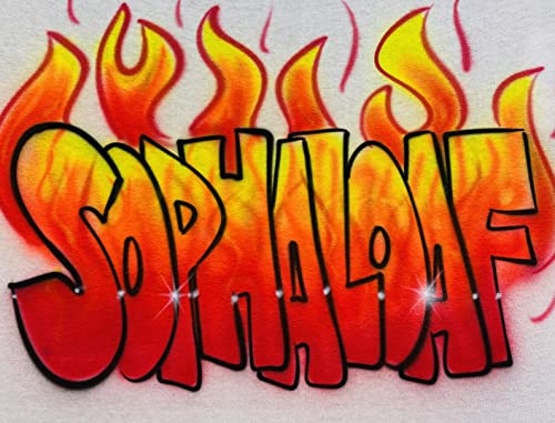 Airbrush Fire & Flame Letters Name Design T Shirt3