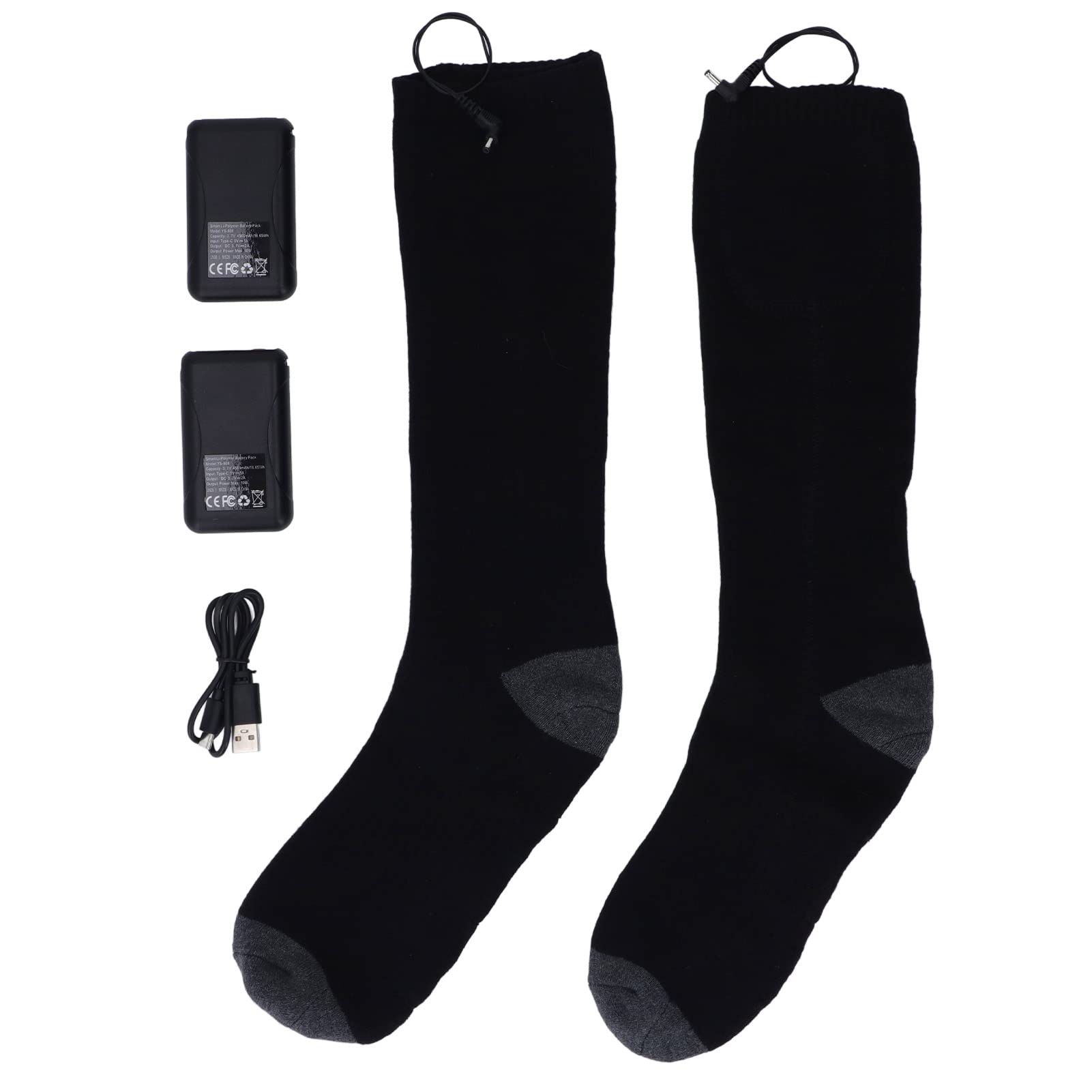 Chaussettes Chauffantes, Chaussettes électriques Chaudes d'hiver, Chauffage à Semelle Complète, Chargement USB avec Grands Chauffe-Pieds, Contrôle de la Température à Trois