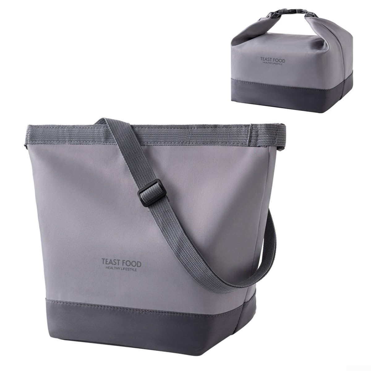 Sac à déjeuner isotherme de grande capacité pour femme – Boîte thermique de qualité alimentaire avec fermeture éclair – Tissu Oxford 28 x 20 x 15 cm (gris)