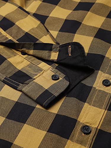 Image of Dennis Lingo Men's Cotton Box Checkered Slim Fit Casual Shirt with Chest Pocket, Full Sleeve Shirt for Formal & Casual Wear