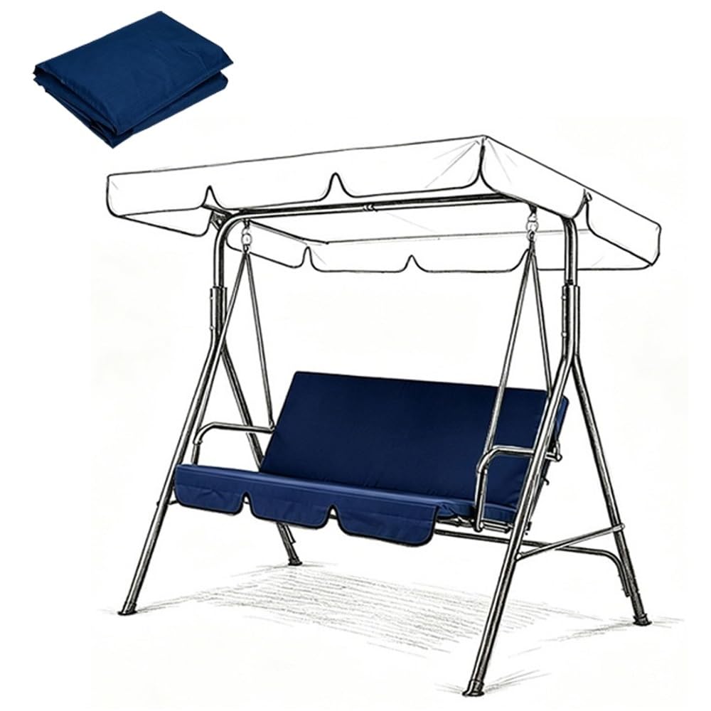 MACAGGTNTU Replacement Swing Seat Cover 210D Oxford Cloth Bench Swing Cushion Covers Outdoor Swing Cover Replacement For Patio Courtyard Garden 150x50x10cm(Blue,130x45x8cm/51x18x3in)