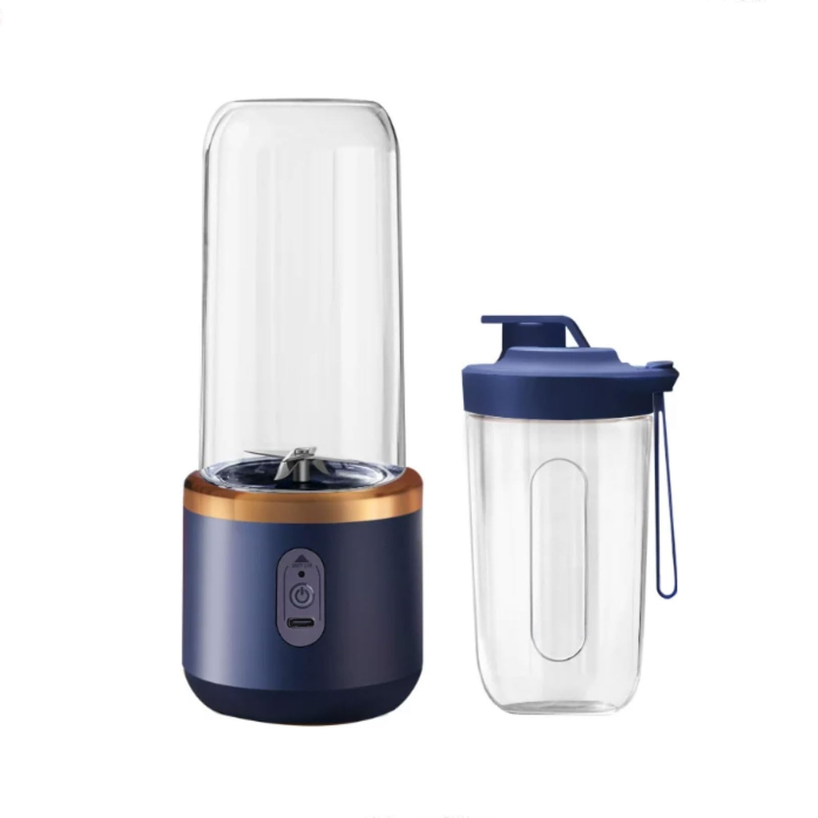 Potężny plastikowy przenośny blender z kubkiem podróżnym elektryczny mini sokowirówka USB idealny do smoothie mieszania lodu wyciskanie soku kompaktowy (niebieski)