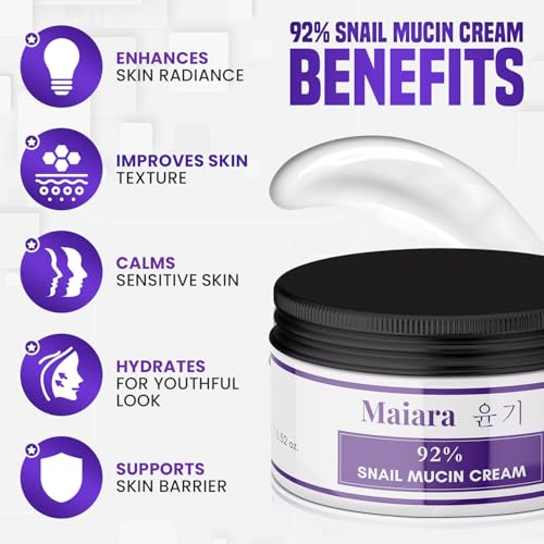 Snail Mucin Moisturizer Cream - Advanced 92% All In One Cream, Korean Moisturizer for Face Made with Snail Serum for Dry, Sensitive Skin - Korean Skincare Daily Face Moisturizer Repair Cream (100 g / 3.52 Fl Oz) - Image 3