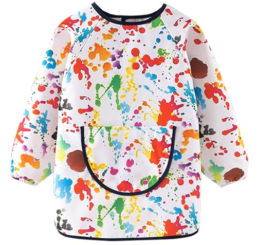 Heyjoin Kids Waterproof Art Smock Graffiti Painting Apron with Long Sleeves for Toddlers & Children (Spot-M)