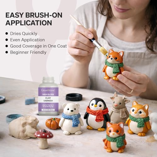 Image of GRANOTONE Clay Varnish Gloss 120 ml Water Based Clear Protective Finish for Air Dry Polymer Glaze Effect Craft Items Made in India