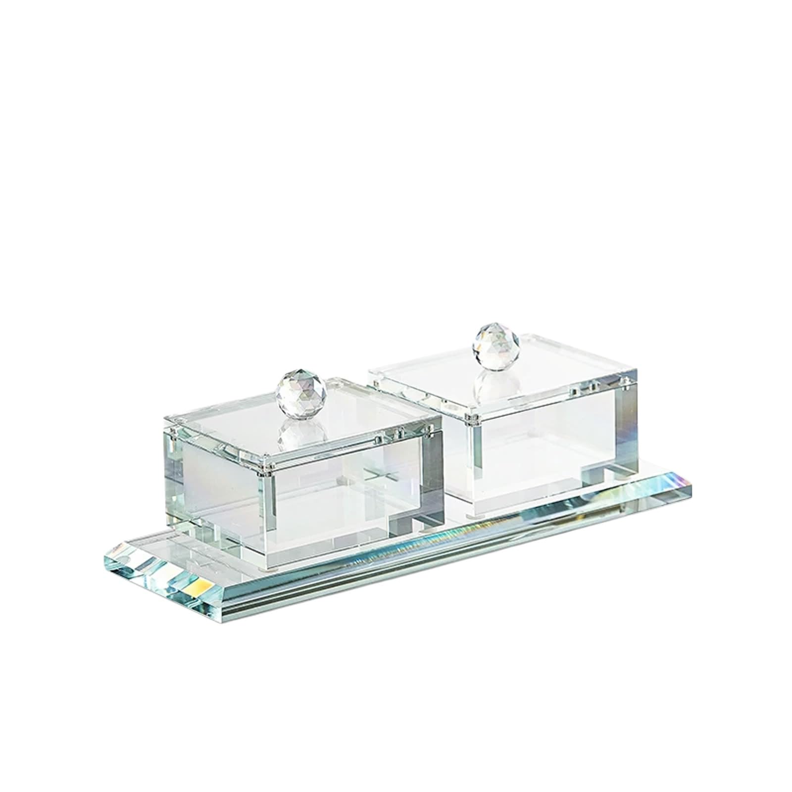 Organizadores de hisopos de algodón, dispensador de baño con tapa for almohadillas de bolas de algodón, caja de tocador de cristal for almacenamiento y organización en la encimera(Colorful)