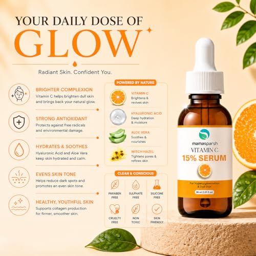 Image of Vitamin C 15% Face Serum for Men & Women, 30 ml | Glowing Skin, Skin Brightening & Hydrating, For Dull & Uneven Skin Tone, Lightweight Daily