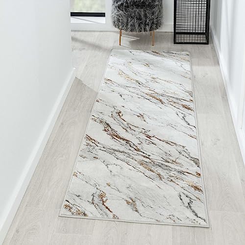 LUXE WEAVERS Marble Abstract Ivory 2x7 Area Rug