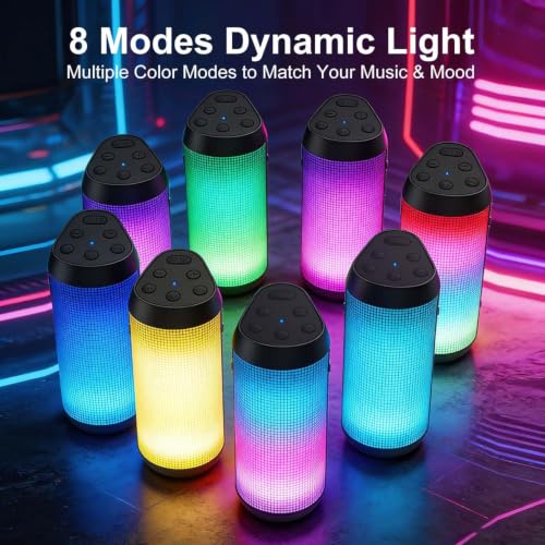 Bluetooth Speaker, Portable Wireless, 20W HD Stereo Loud Sound, 8 Modes LED Light Show, 30H Playtime, IPX4 Waterproof - image 3